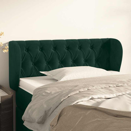 sengegavl med kanter 103x23x78/88 cm fløjl mørkegrøn