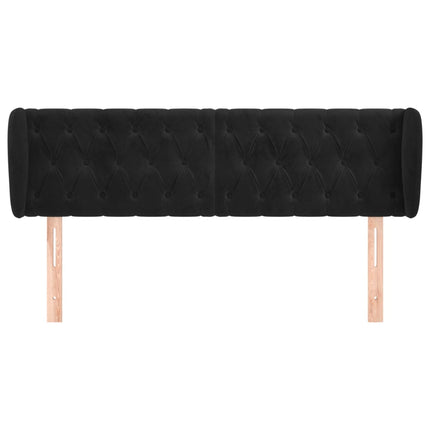 sengegavl med kanter 147x23x78/88 cm fløjl sort