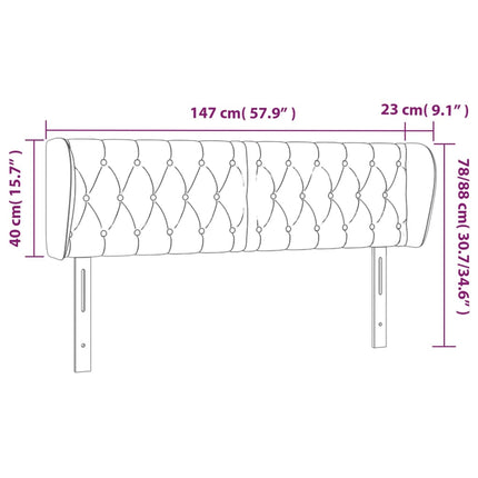 sengegavl med kanter 147x23x78/88 cm fløjl sort