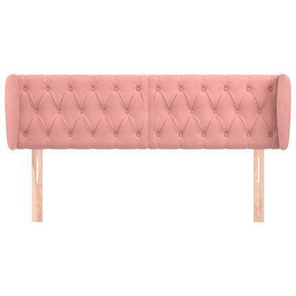 sengegavl med kanter 147x23x78/88 cm fløjl lyserød