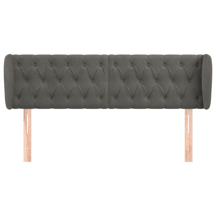 sengegavl med kanter 163x23x78/88 cm fløjl mørkegrå