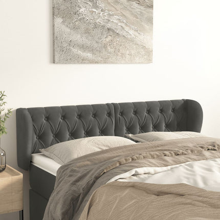 sengegavl med kanter 163x23x78/88 cm fløjl mørkegrå
