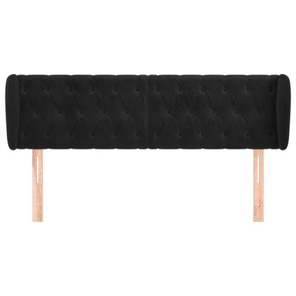 sengegavl med kanter 163x23x78/88 cm fløjl sort