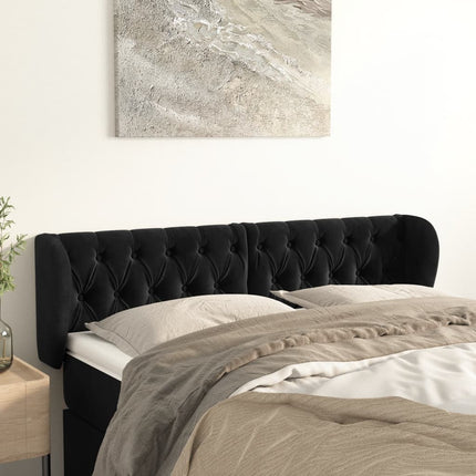 sengegavl med kanter 163x23x78/88 cm fløjl sort