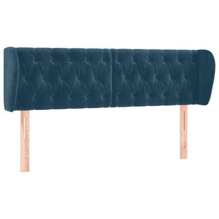 sengegavl med kanter 163x23x78/88 cm fløjl mørkeblå