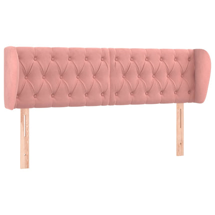 sengegavl med kanter 163x23x78/88 cm fløjl lyserød