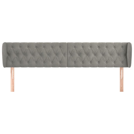 sengegavl med kanter 183x23x78/88cm fløjl lysegrå