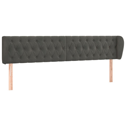 sengegavl med kanter 183x23x78/88 cm fløjl mørkegrå