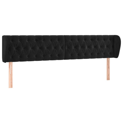 sengegavl med kanter 183x23x78/88 cm fløjl sort