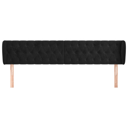sengegavl med kanter 183x23x78/88 cm fløjl sort