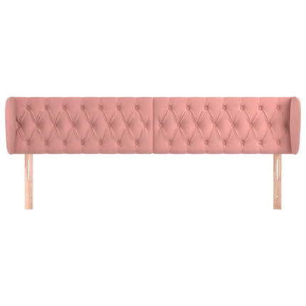 sengegavl med kanter 183x23x78/88 cm fløjl lyserød