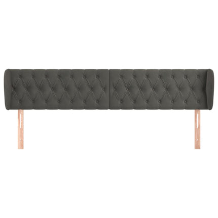 sengegavl med kanter 203x23x78/88 cm fløjl mørkegrå