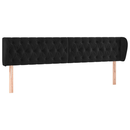 sengegavl med kanter 203x23x78/88 cm fløjl sort