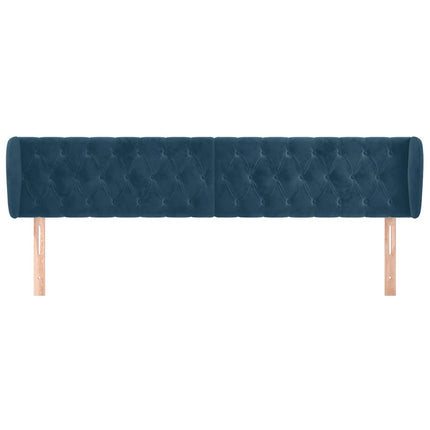 sengegavl med kanter 203x23x78/88 cm fløjl mørkeblå