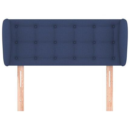 sengegavl med kanter 83x23x78/88 cm stof blå