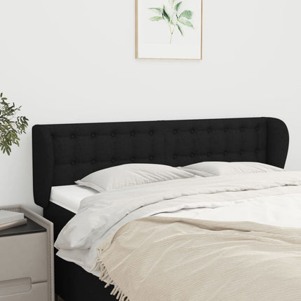 sengegavl med kanter 147x23x78/88 cm stof sort