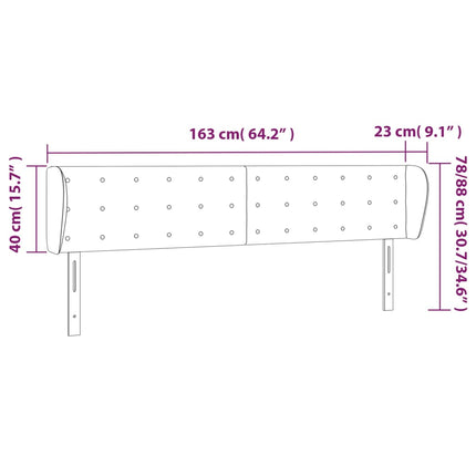 sengegavl med kanter 147x23x78/88cm stof lysegrå