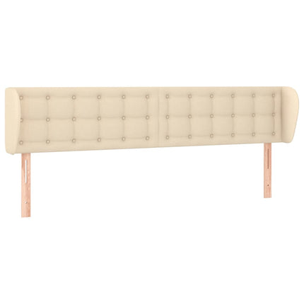 sengegavl med kanter 183x23x78/88 cm stof cremefarvet