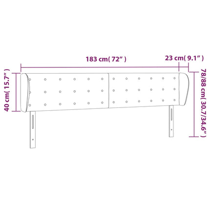 sengegavl med kanter 183x23x78/88 cm stof cremefarvet