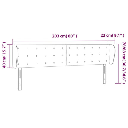 sengegavl med kanter 203x23x78/88cm stof lysegrå