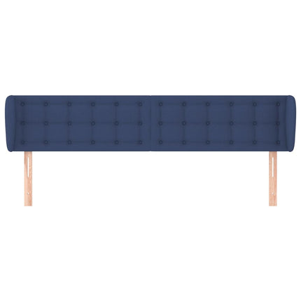 sengegavl med kanter 203x23x78/88 cm stof blå