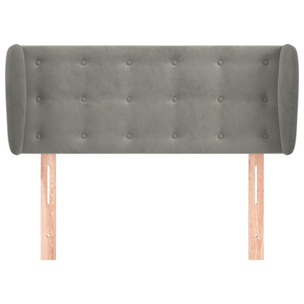 sengegavl med kanter 83x23x78/88 cm fløjl lysegrå