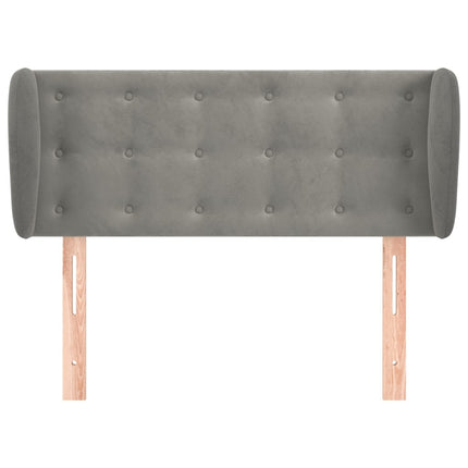 sengegavl med kanter 93x23x78/128 cm fløjl lysegrå