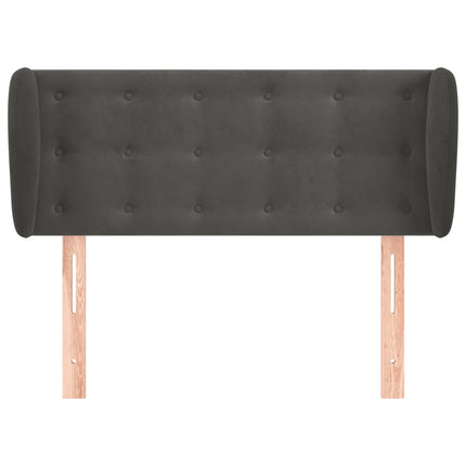 sengegavl med kanter 103x23x78/88 cm fløjl mørkegrå