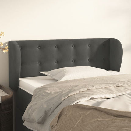 sengegavl med kanter 103x23x78/88 cm fløjl mørkegrå