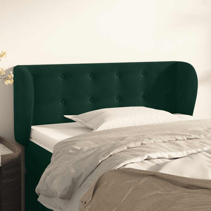 sengegavl med kanter 103x23x78/88 cm fløjl mørkegrøn
