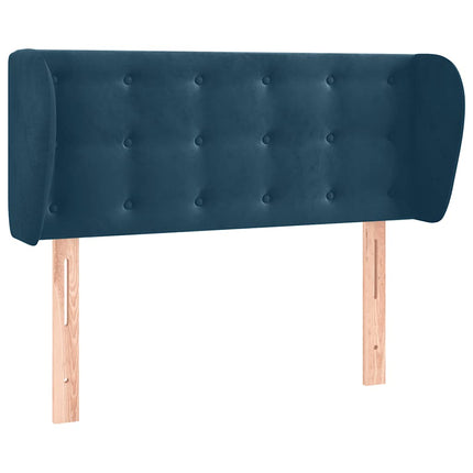 sengegavl med kanter 103x23x78/88 cm fløjl mørkeblå