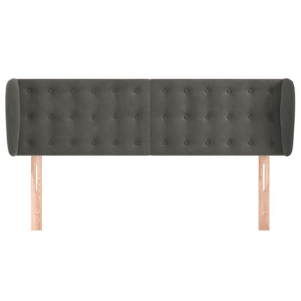 sengegavl med kanter 147x23x78/88 cm fløjl mørkegrå