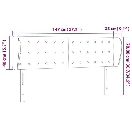 sengegavl med kanter 147x23x78/88 cm fløjl sort