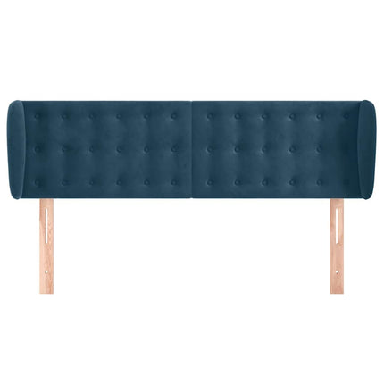 sengegavl med kanter 147x23x78/88 cm fløjl mørkeblå