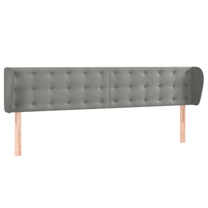 sengegavl med kanter 163x23x78/88cm fløjl lysegrå