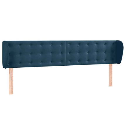 sengegavl med kanter 183x23x78/88 cm fløjl mørkeblå