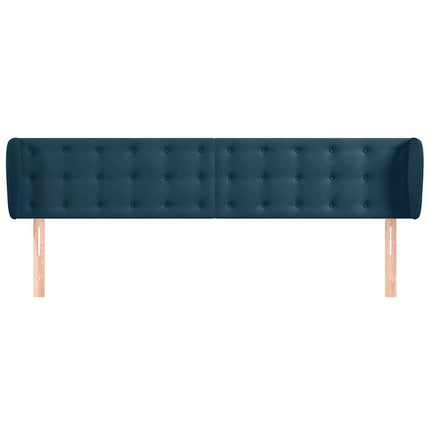 sengegavl med kanter 183x23x78/88 cm fløjl mørkeblå