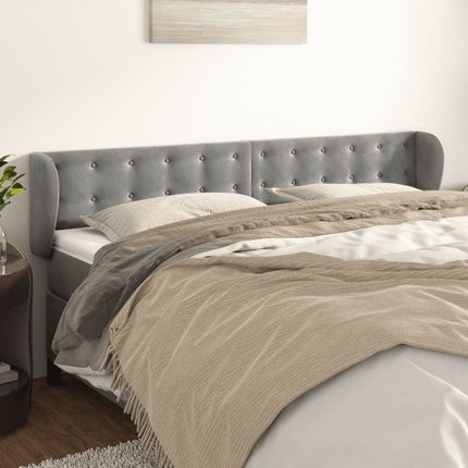 sengegavl med kanter 203x23x78/88cm fløjl lysegrå