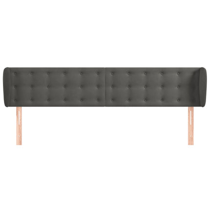 sengegavl med kanter 203x23x78/88 cm fløjl mørkegrå