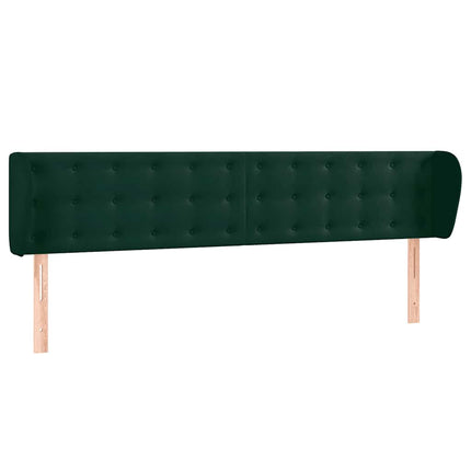 sengegavl med kanter 203x23x78/88 cm fløjl mørkegrøn