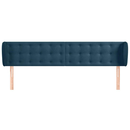 sengegavl med kanter 203x23x78/88 cm fløjl mørkeblå