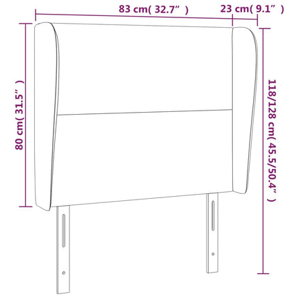 sengegavl med kanter 83x23x118/128 cm stof mørkebrun