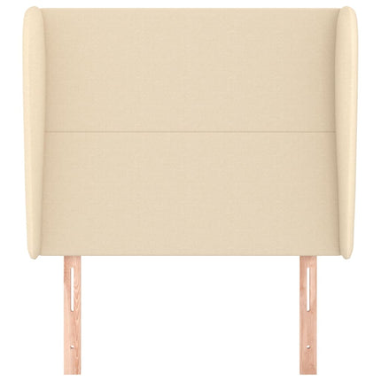 sengegavl med kanter 83x23x118/128 cm stof cremefarvet