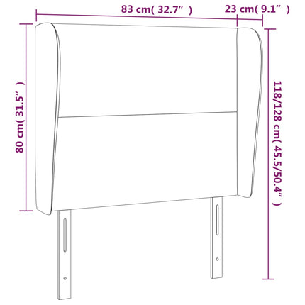 sengegavl med kanter 83x23x118/128 cm stof blå