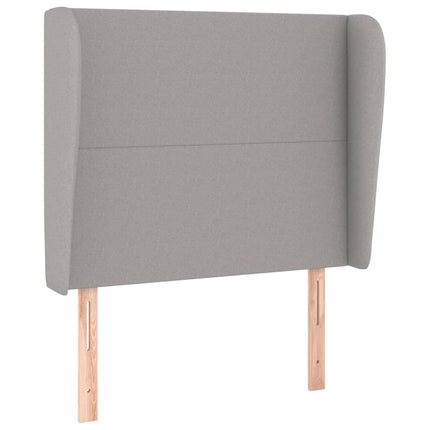 sengegavl med kanter 93x23x118/128 cm stof lysegrå
