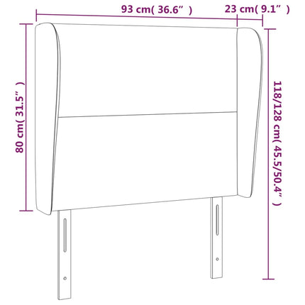 sengegavl med kanter 93x23x118/128 cm stof mørkebrun