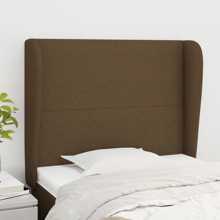 sengegavl med kanter 93x23x118/128 cm stof mørkebrun