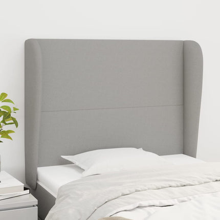 sengegavl med kanter 103x23x118/128 cm stof lysegrå