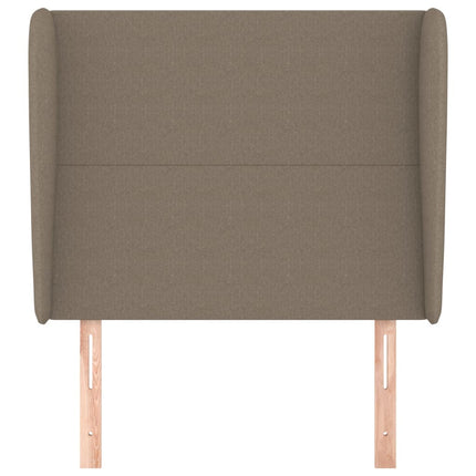 sengegavl med kanter 103x23x118/128 cm stof gråbrun