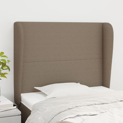 sengegavl med kanter 103x23x118/128 cm stof gråbrun